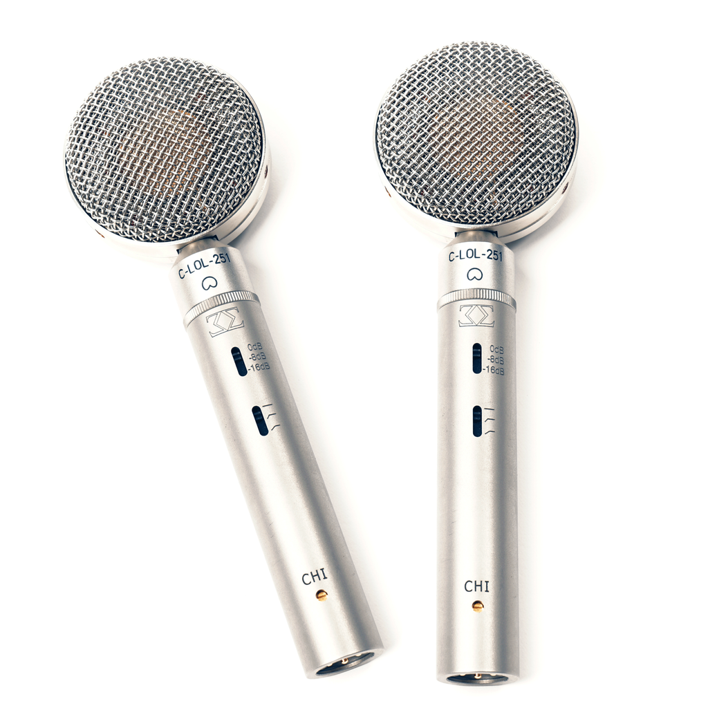 C-LOL 251 FX MP Matched Pair Microphones - The C-LOL 251 FX MP are great for Jazz Drum overhead, nylon strings, baritone sax.  that are stunning mics for nylon-stringed guitars or harps. Ultra Airy. Designed to reference a Vintage ELam 251 - ADKMic.com